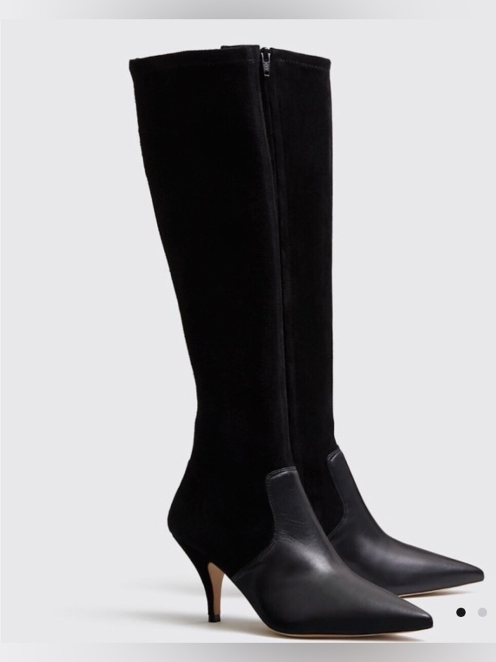 Tory Burch Georgina Black Leather and Suede Over-the-Knee Pointed-Toe Boots